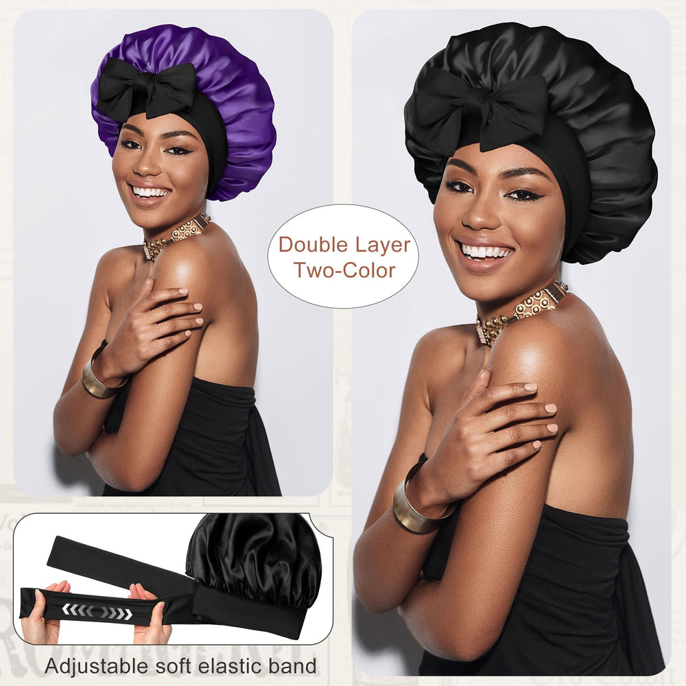 CHLINS bonnet satin double couche – protection renforcée des cheveux.