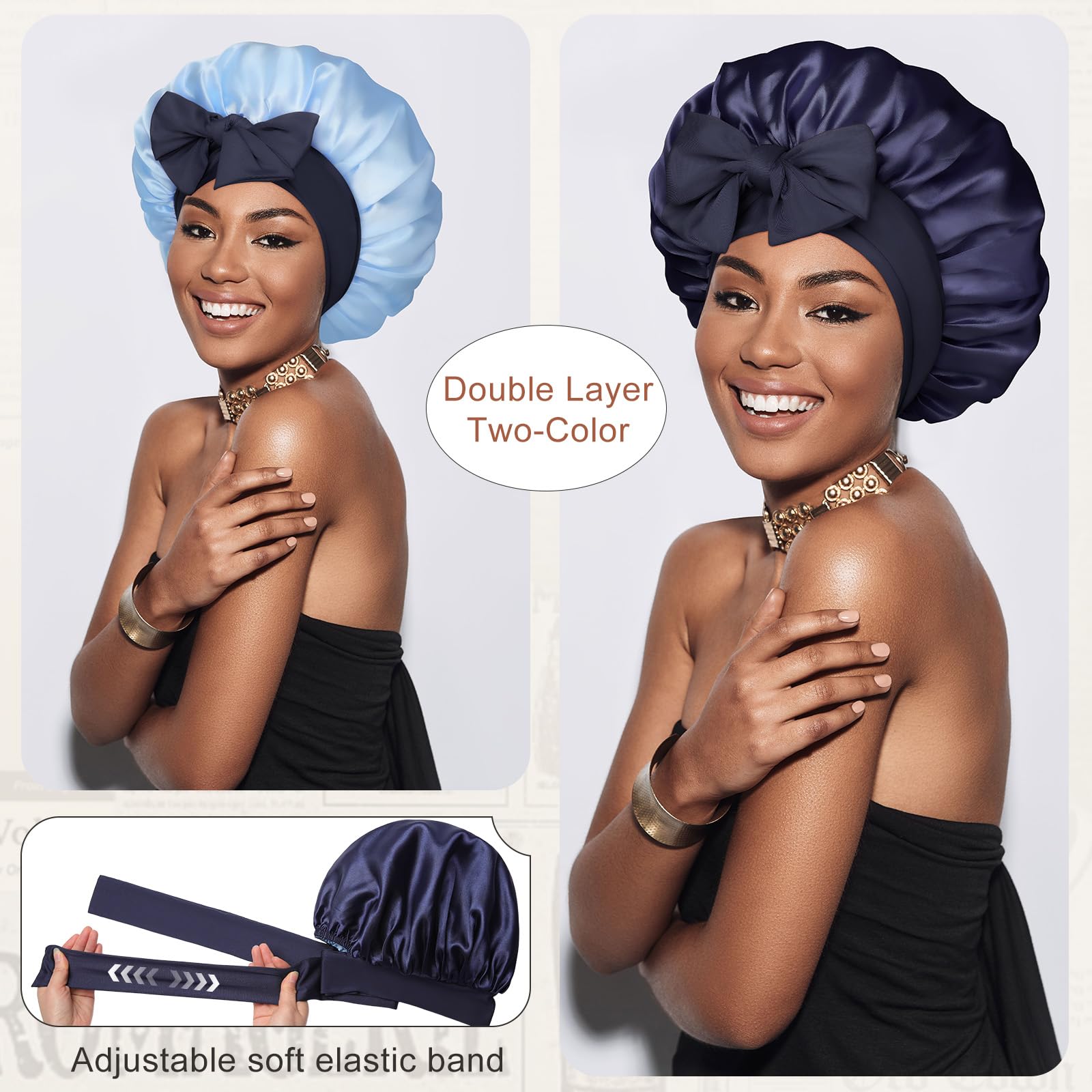 Bonnet CHLINS satin double couche offre une protection capillaire renforcée