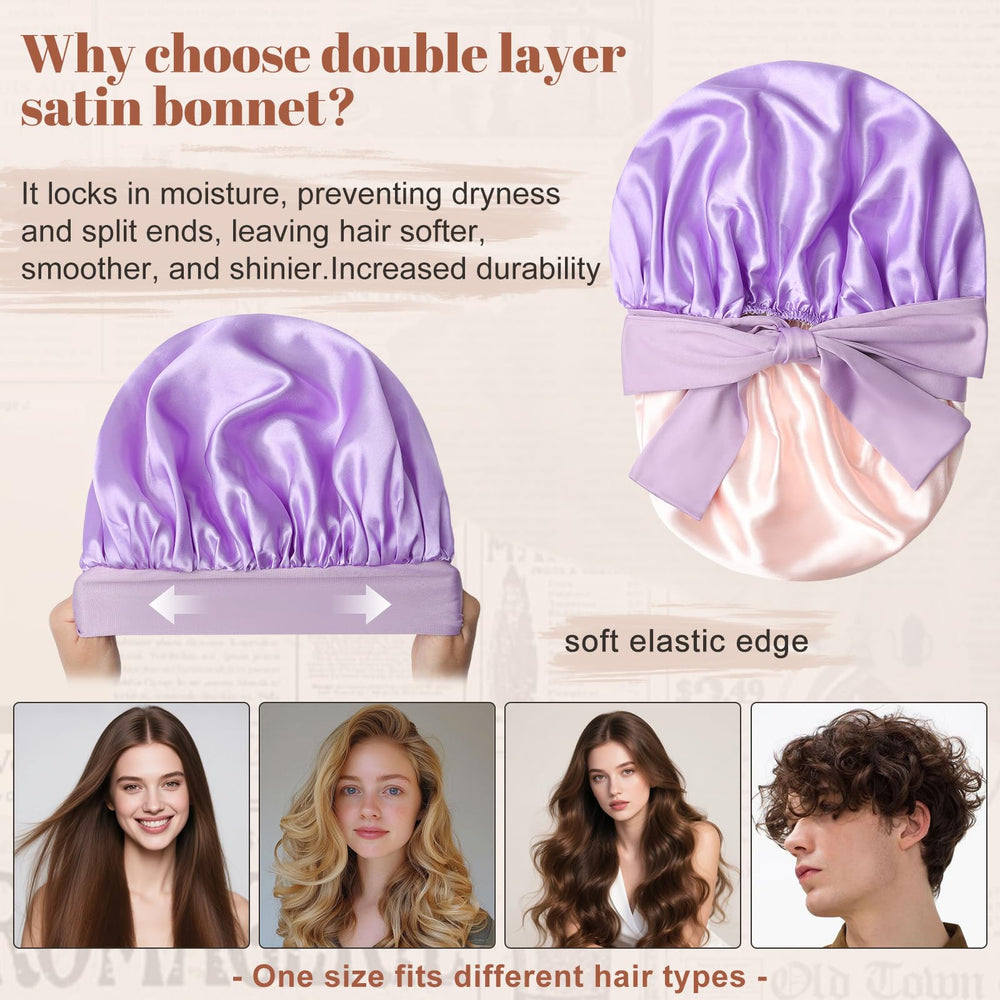 CHLINS bonnet satin double couche, protection capillaire renforcée