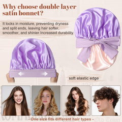 CHLINS bonnet satin double couche, protection capillaire renforcée