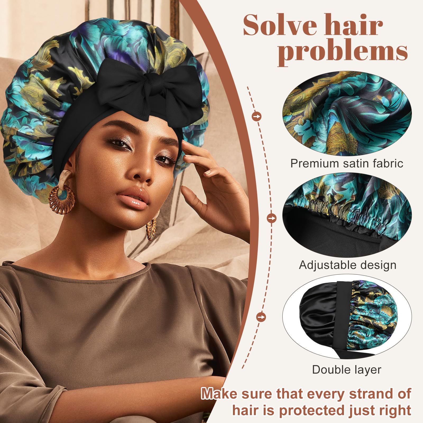 CHLINS bonnet satin-doux et respirant, confort optimal pendant le sommeil.