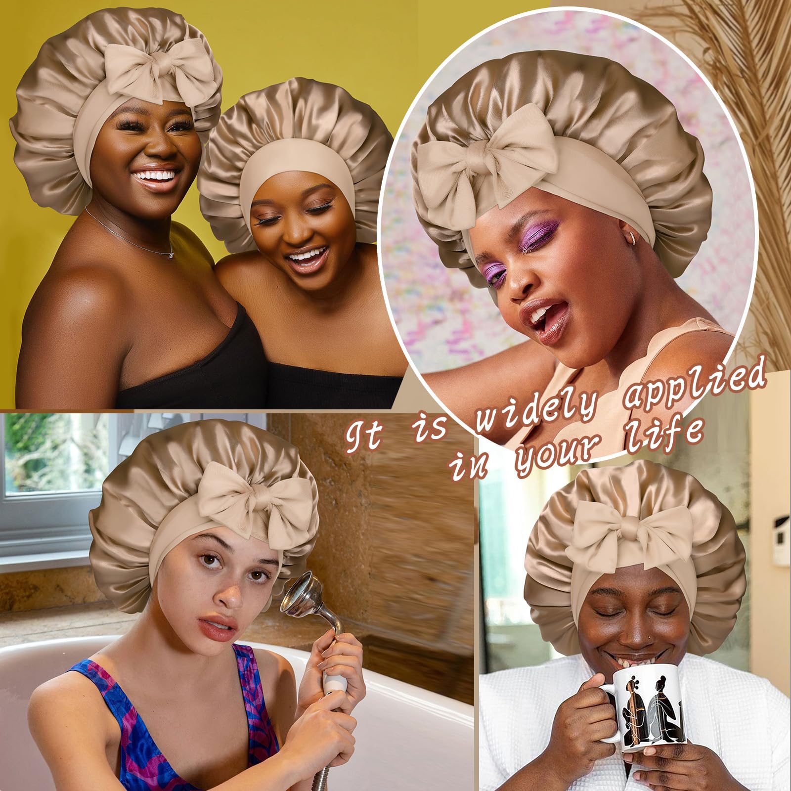 CHLINS bonnet satin nuit confort et douceur pour boucles