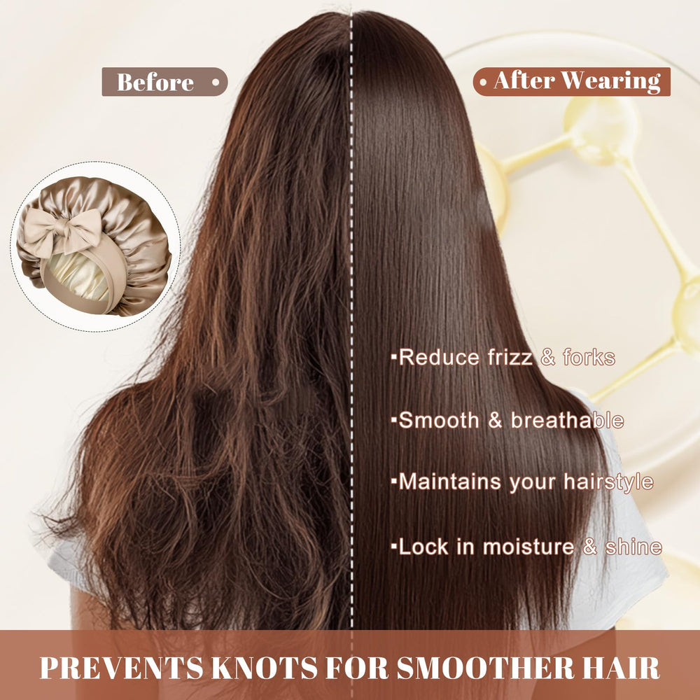 CHLINS bonnet satin nuit usage polyvalent pour sommeil, maquillage et spa