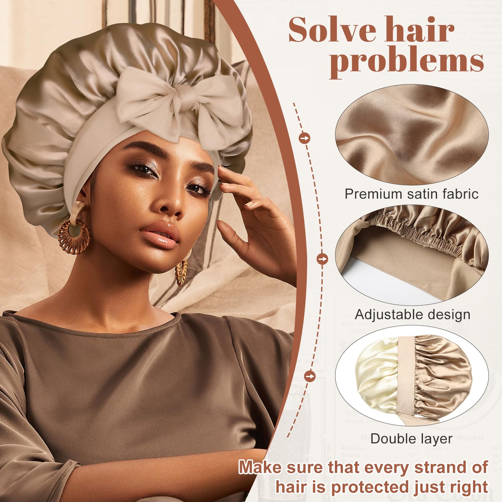 CHLINS bonnet satin nuit protège les cheveux et préserve l'hydratation nocturne