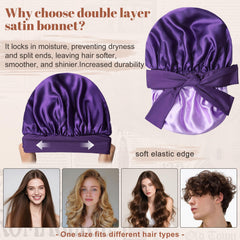 CHLINS bonnet satin protège les cheveux et retient l'hydratation pendant le sommeil.