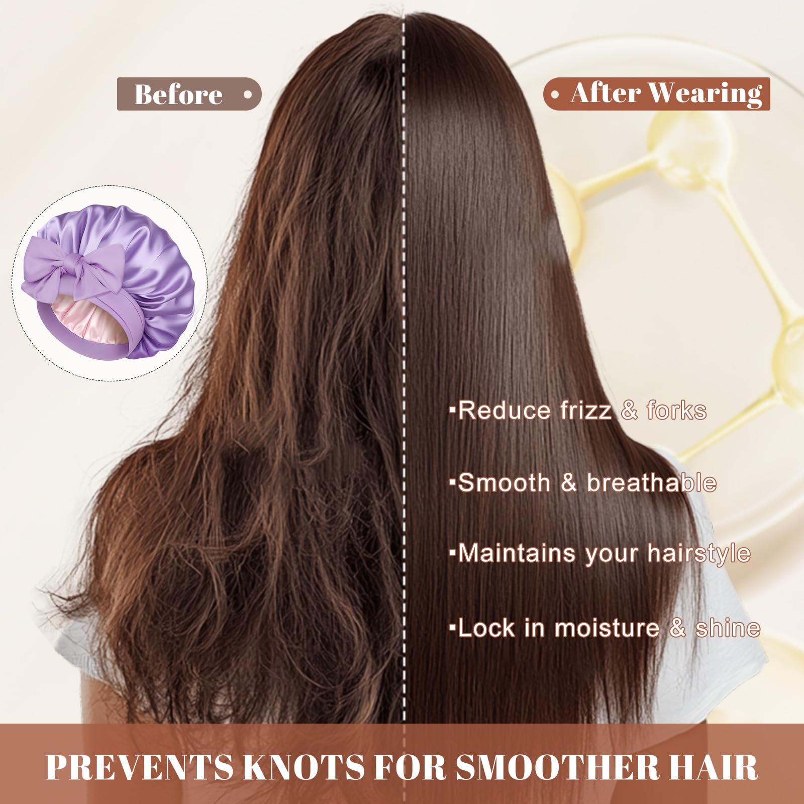 CHLINS bonnet satin protection cheveux, convient à tous types de cheveux