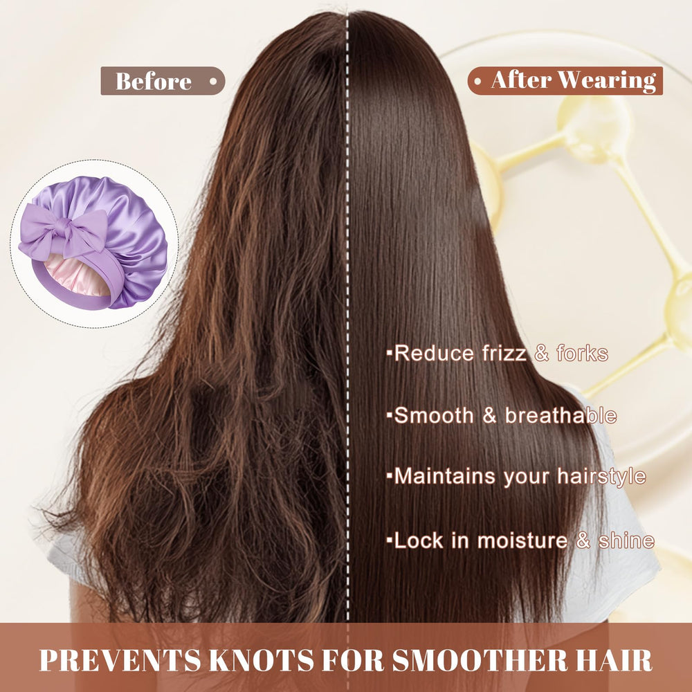 CHLINS bonnet satin protection cheveux, convient à tous types de cheveux