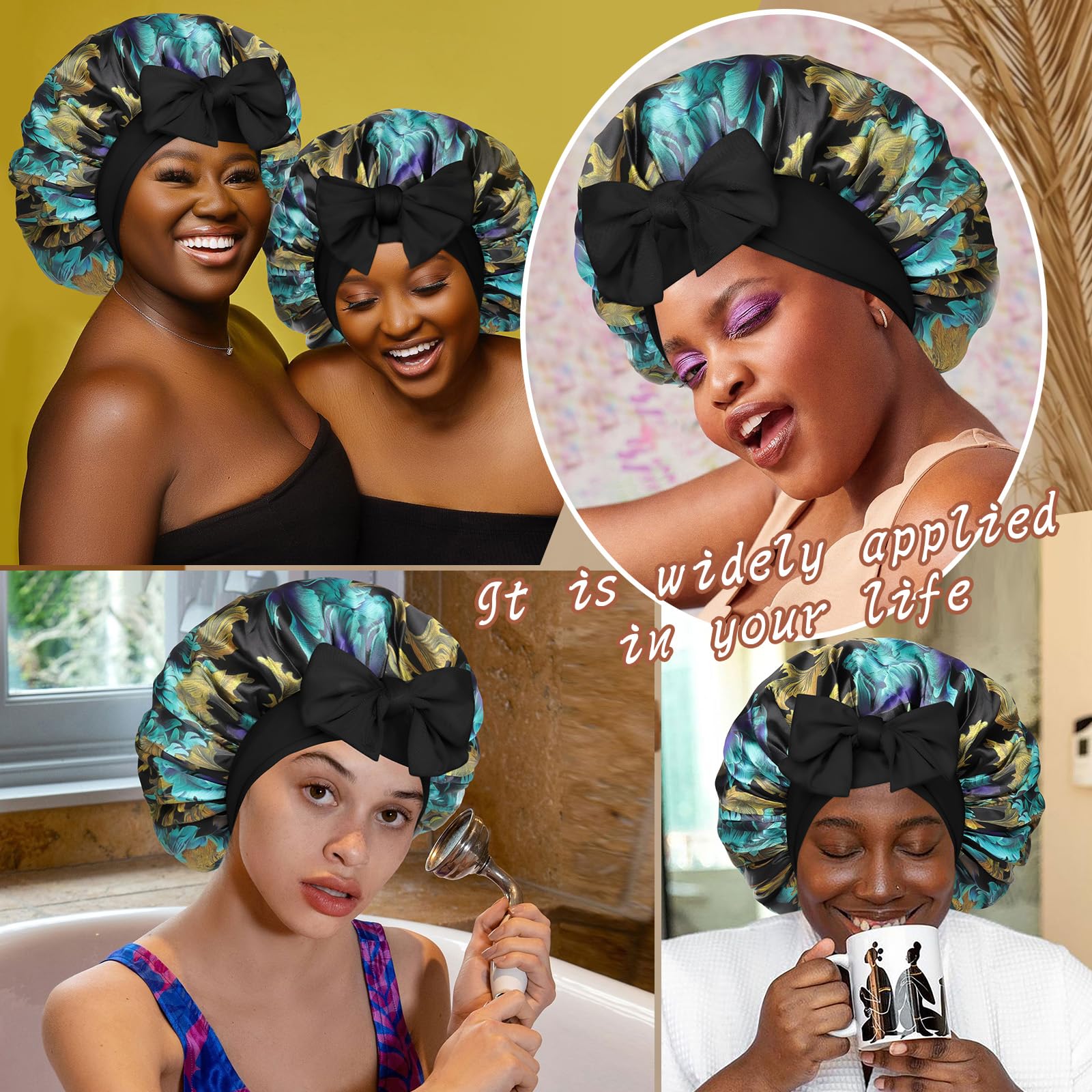 CHLINS bonnet satin-soin-visage et cheveux pendant les activités quotidiennes.