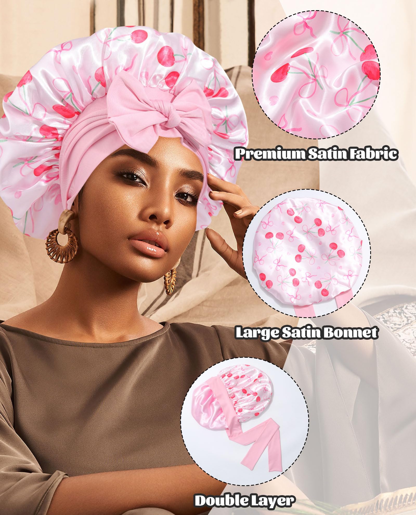 CHLINS bonnet satin cheveux bouclés, protection et douceur nocturnes