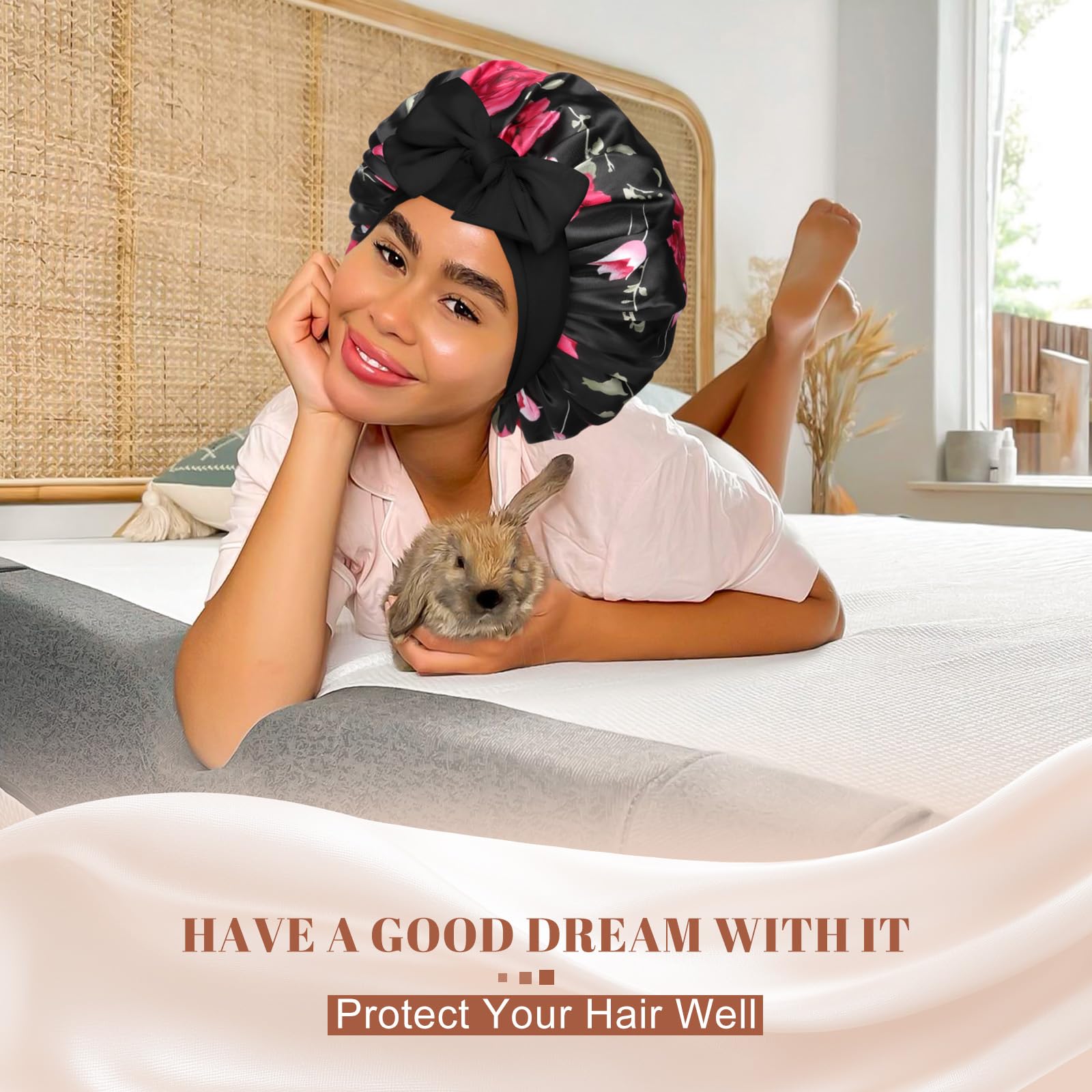 CHLINS bonnet satin durable – réutilisable et entretien facile.