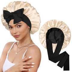 CHLINS satin bonnet nuit avec bande élastique pour un ajustement sûr et confortable.