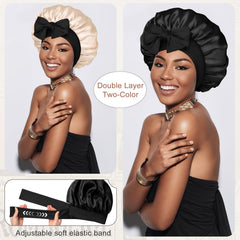CHLINS satin bonnet nuit double couche offrant une protection des cheveux sans serrer.
