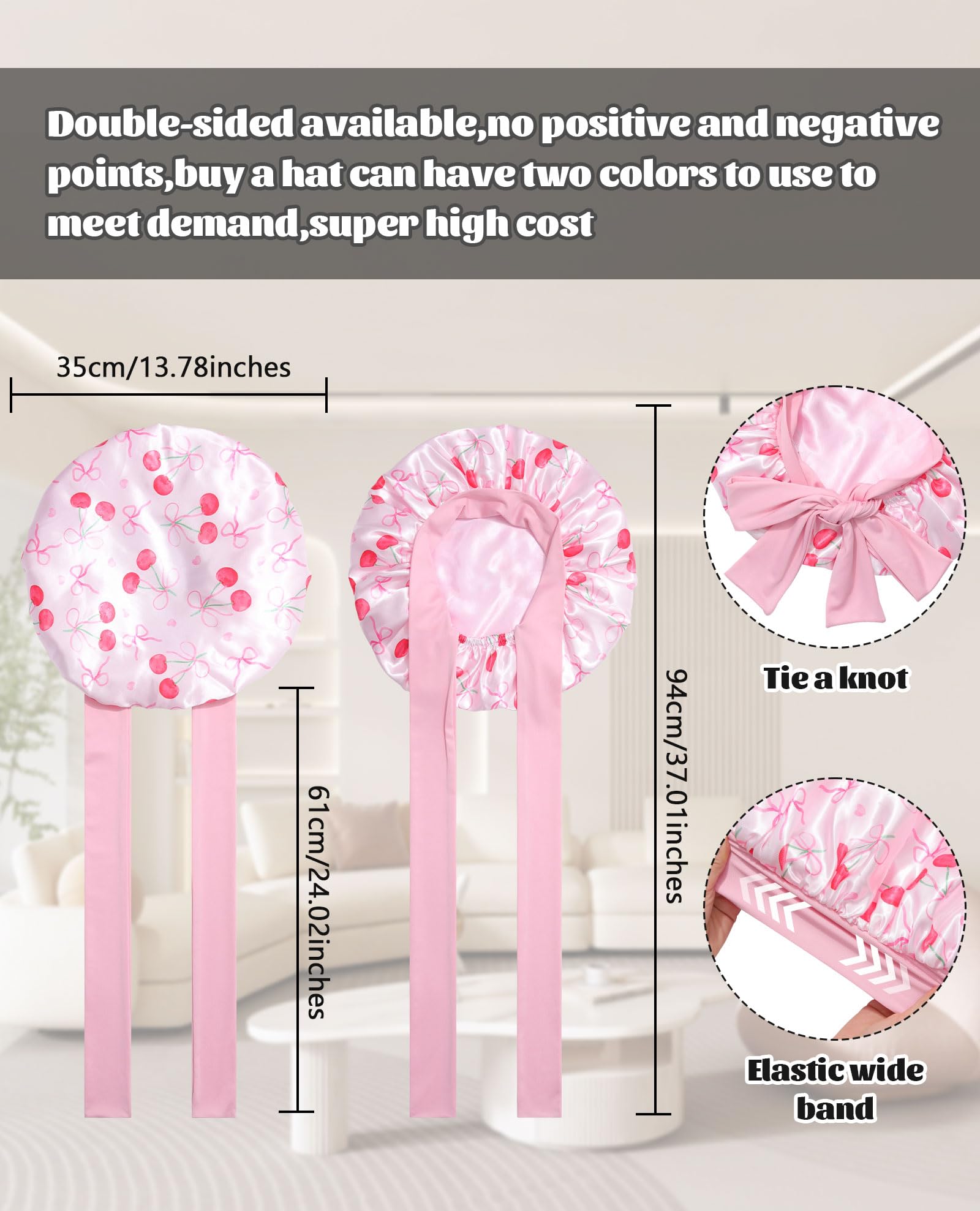CHLINS bonnet satin nuit double-face, usage réversible pour différents looks
