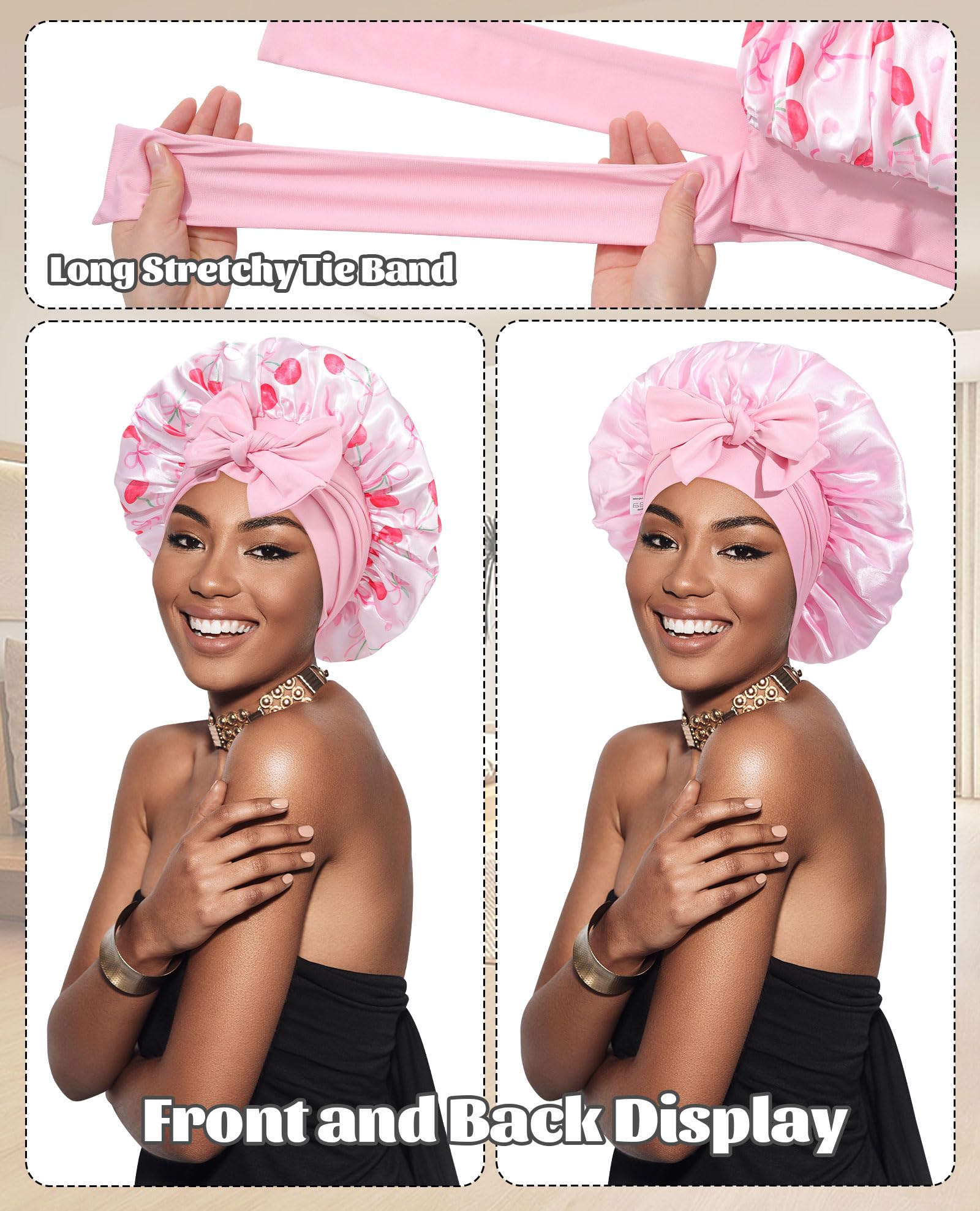 CHLINS bonnet satin nuit reste en place pour une nuit entière