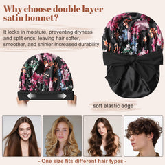 CHLINS bonnet satin protection cheveux, garde l'hydratation et réduit les frisottis.