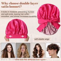 CHLINS bonnet satin, reste en place toute la nuit, réduit les frisottis et la déshydratation