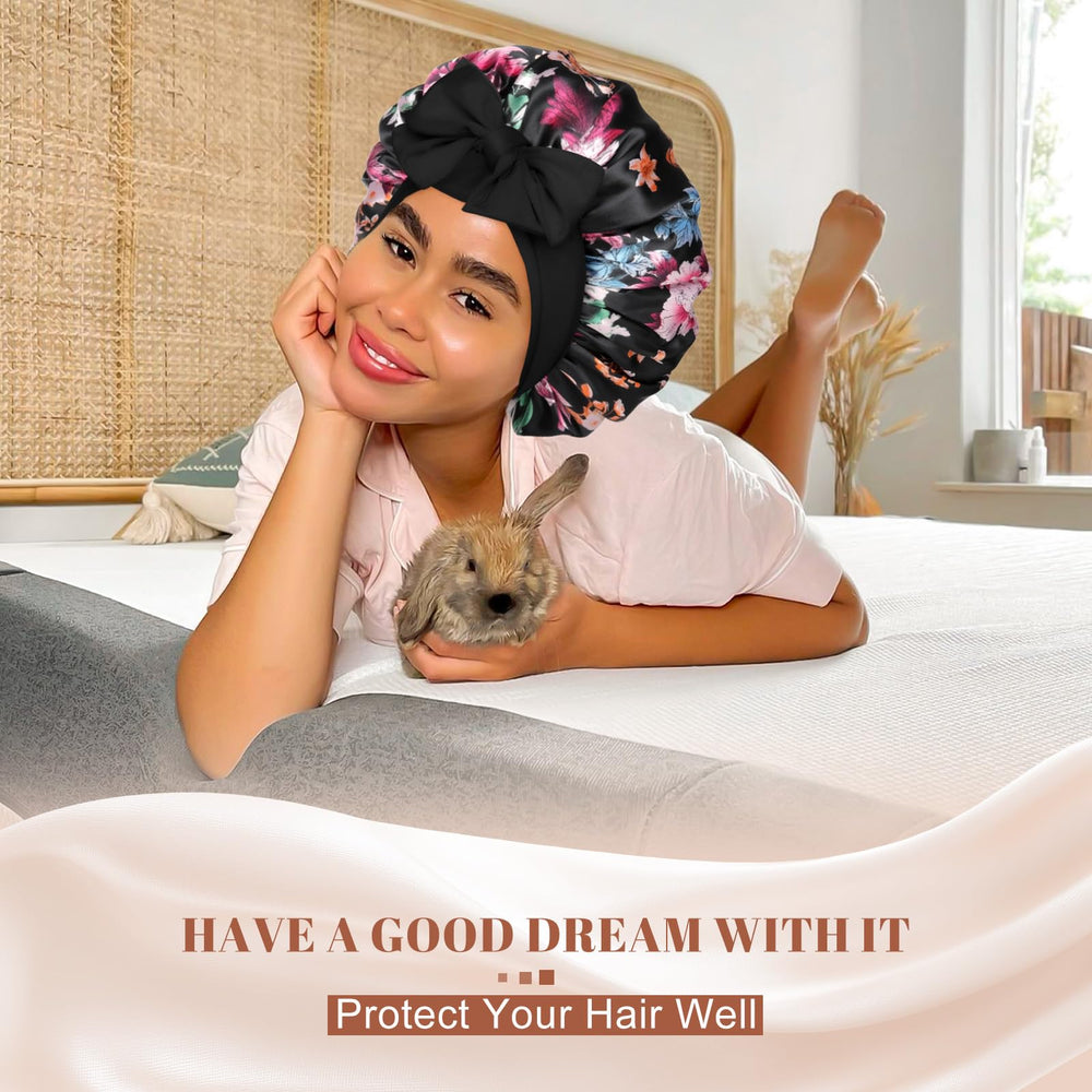CHLINS bonnet satin idéal pour routines beauté et soins du visage.
