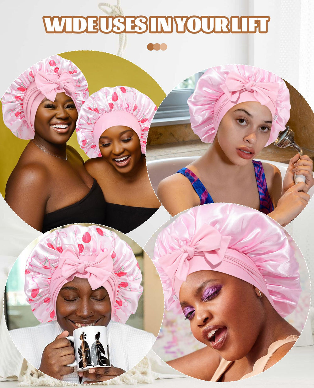 CHLINS bonnet satin texture légère pour douceur et ventilation nocturne