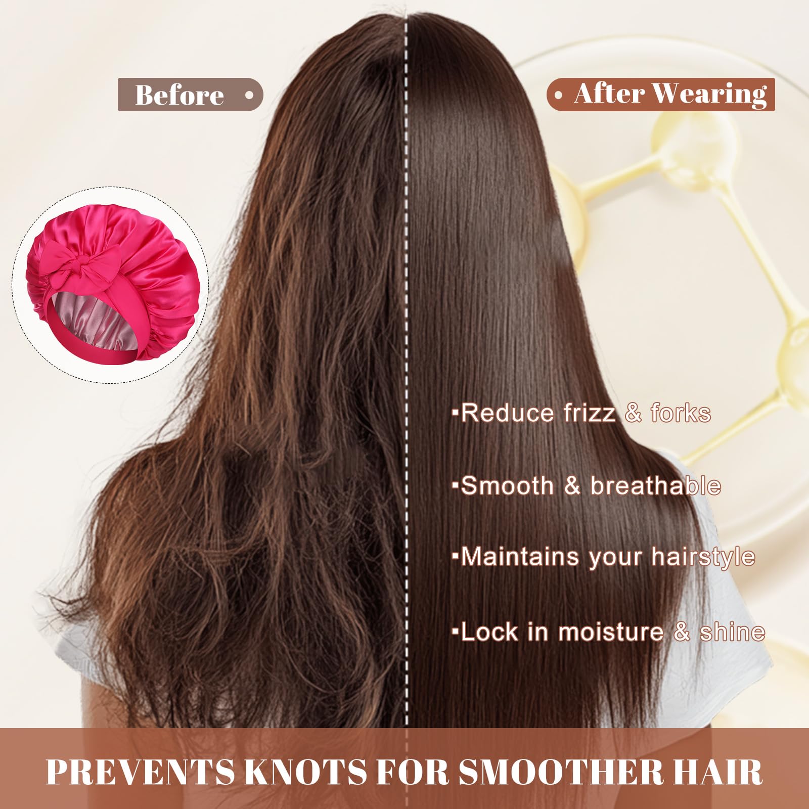 CHLINS bonnet pour tous types de cheveux, longueurs et textures, idéal pour curls et plus