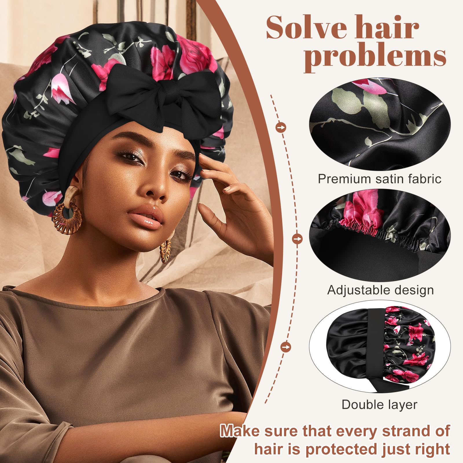 CHLINS bonnet satin multifonction – usage spa et maquillage.