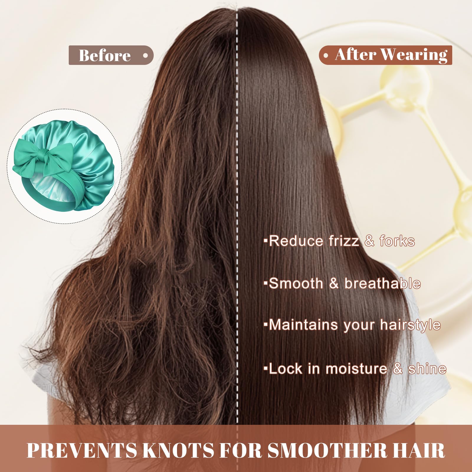 CHLINS bonnet satin pratique pour maquillage et soins du visage.
