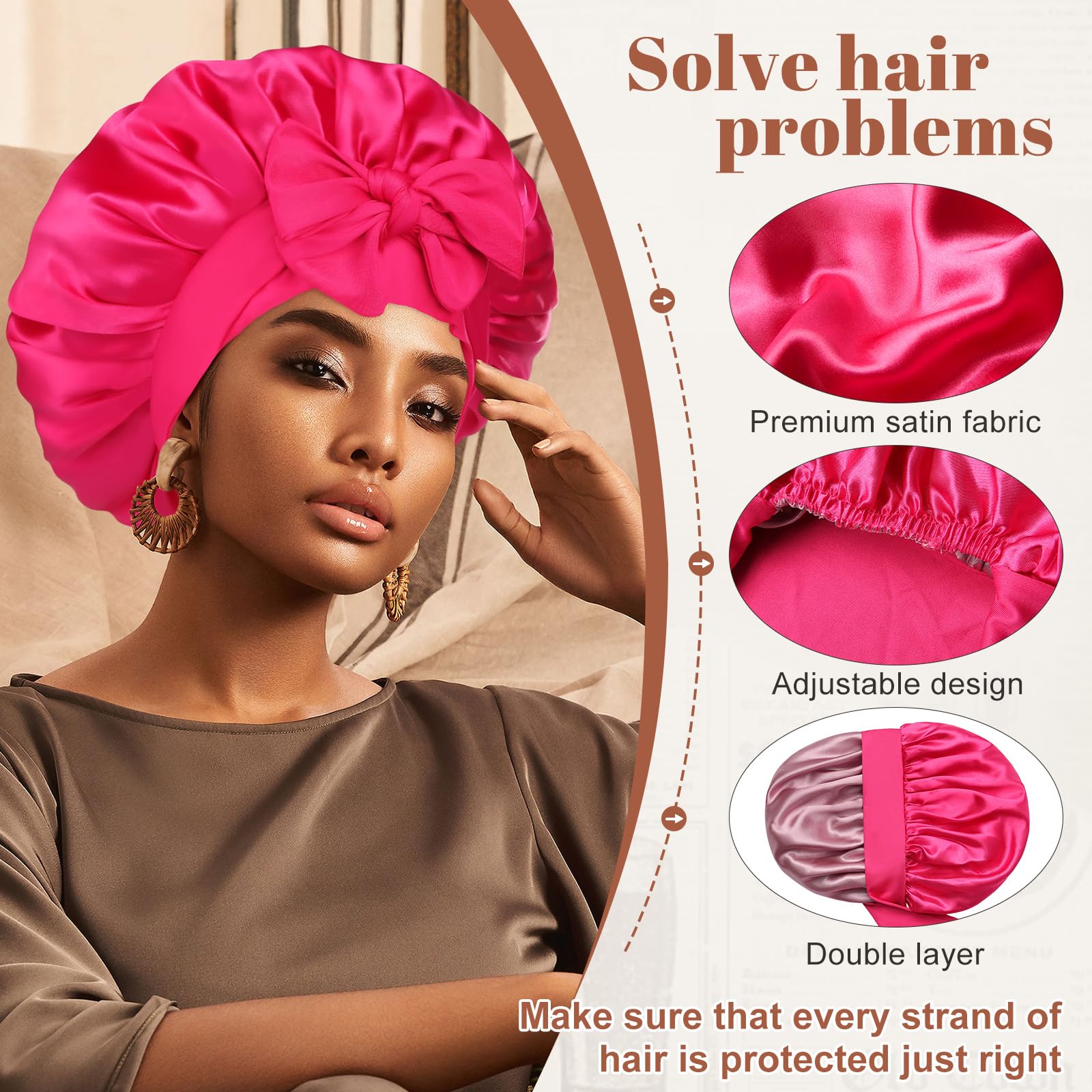CHLINS bonnet satin polyvalent pour diverses activités, massage visage et soins SPA à domicile