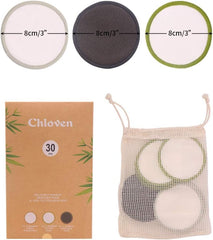 Disques démaquillage bambou charbon Chloven pour enlever les maquillages tenaces.