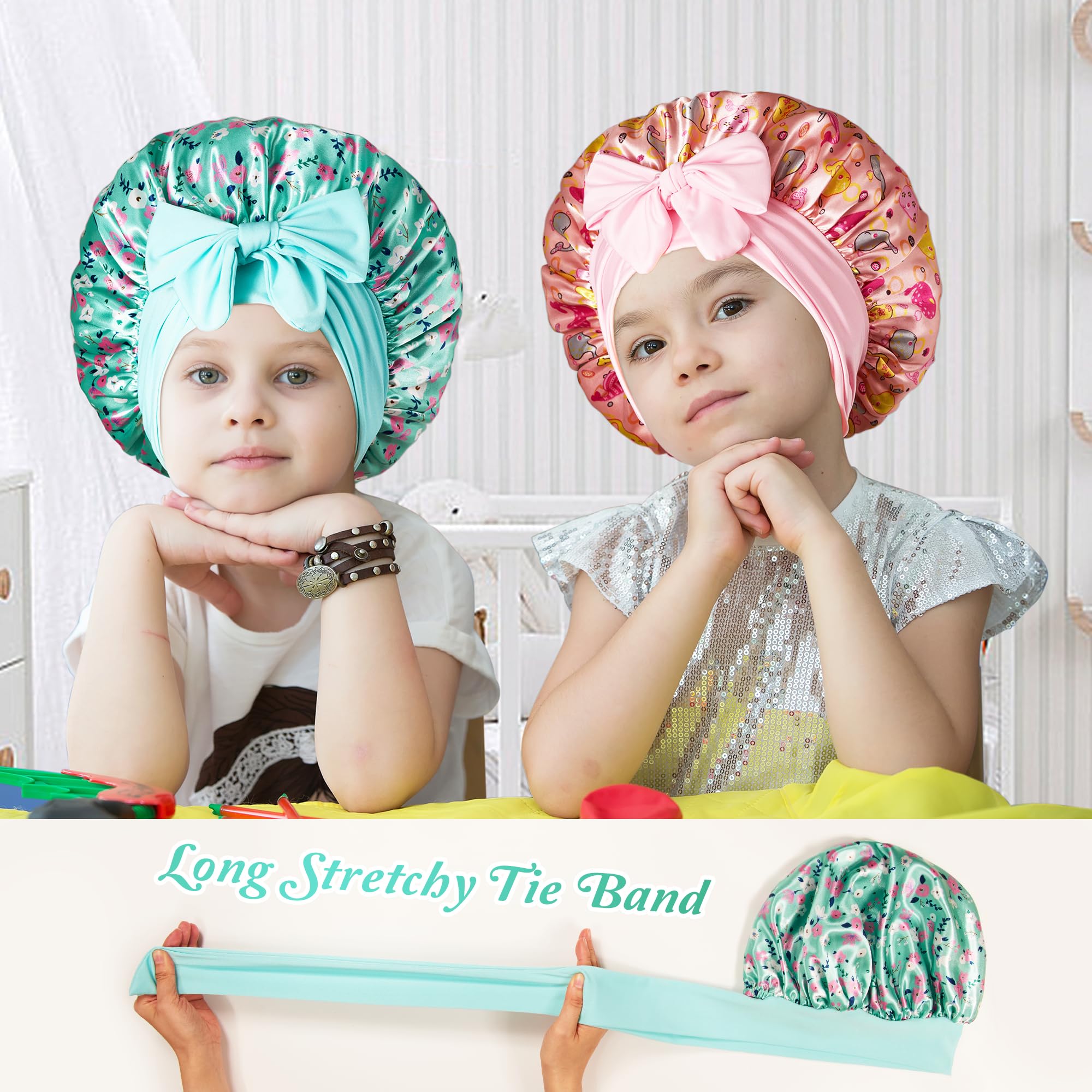 Lot de 2 bonnets en satin choshion, cadeau idéal pour enfants et ados.