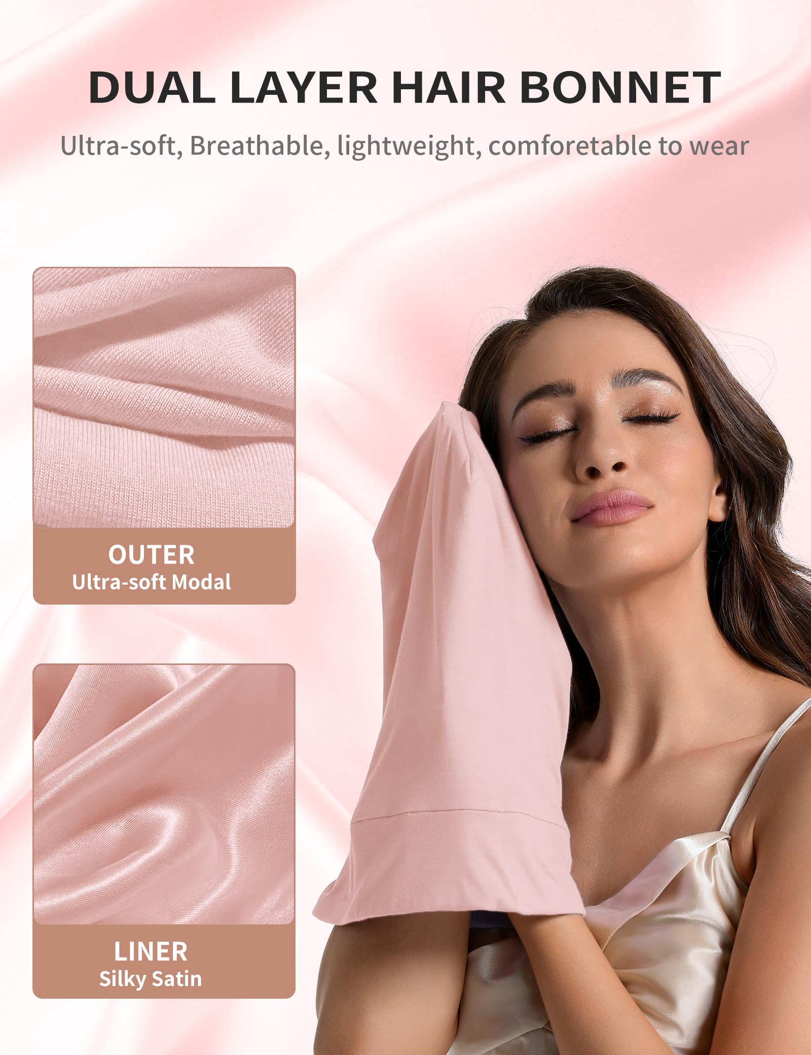 Choshion bonnet satiné style slouchy, idéal pour locs et boucles.