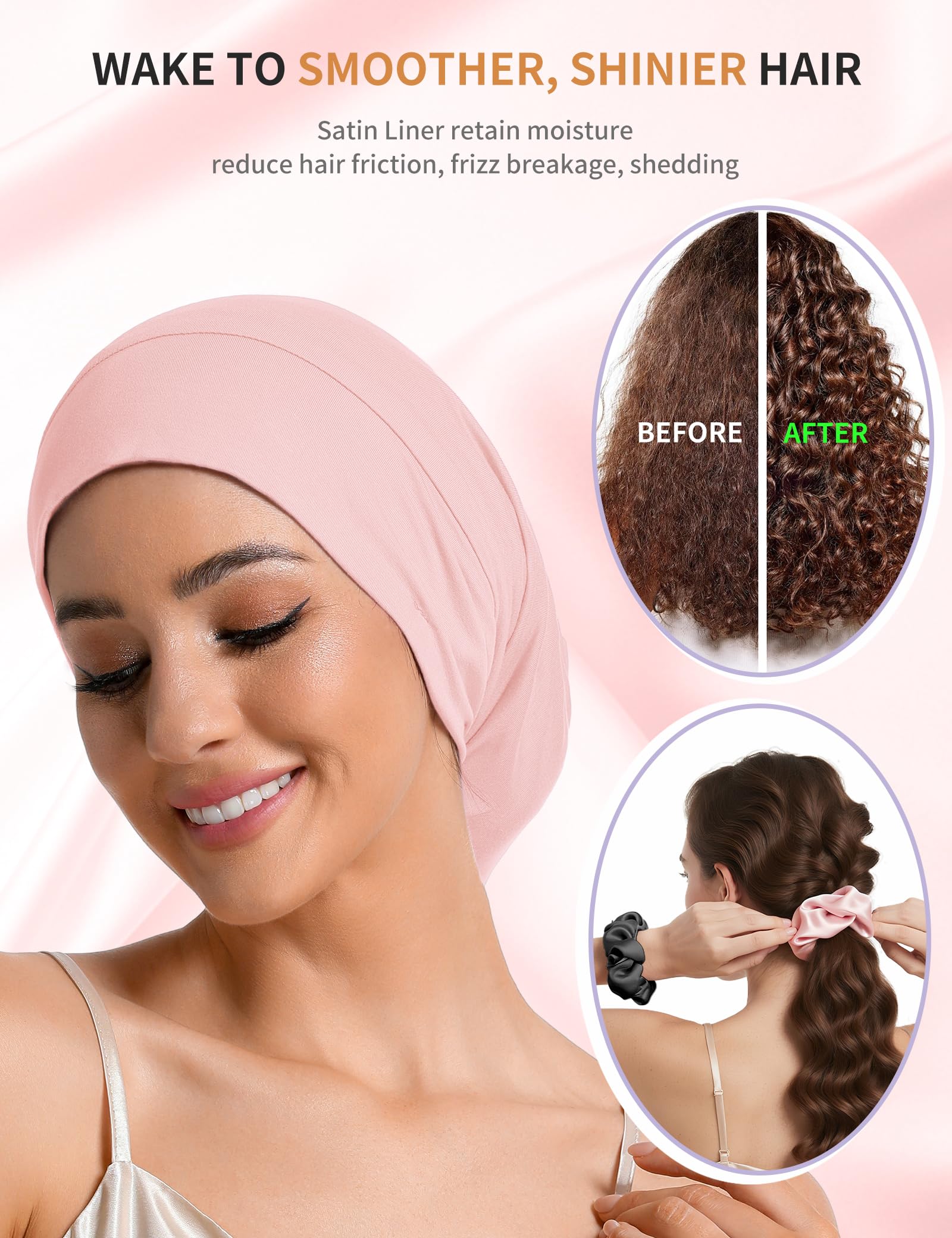 Choshion bonnet satin doublure réglable, convient à toutes les longueurs de cheveux.