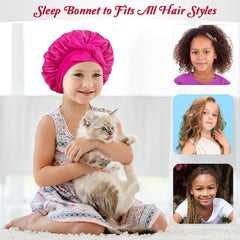 Bonnets satin enfants choshion motifs mignons pour nuits douces et cheveux protégés