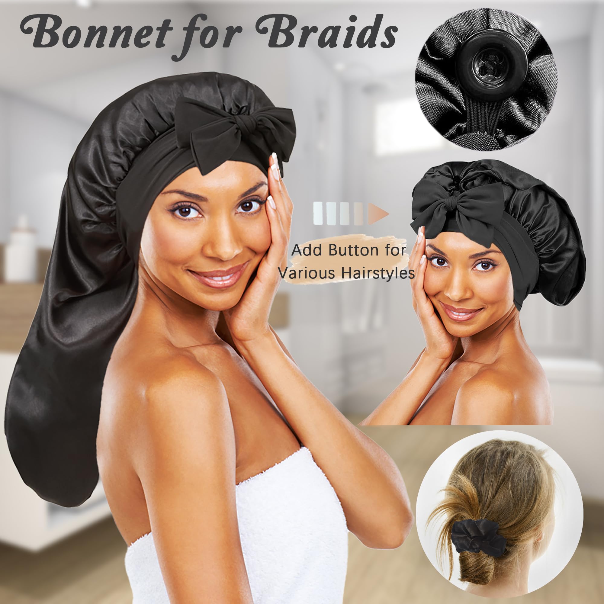 Choshion bonnet satin polyvalent utile pour soins du visage et coiffures.