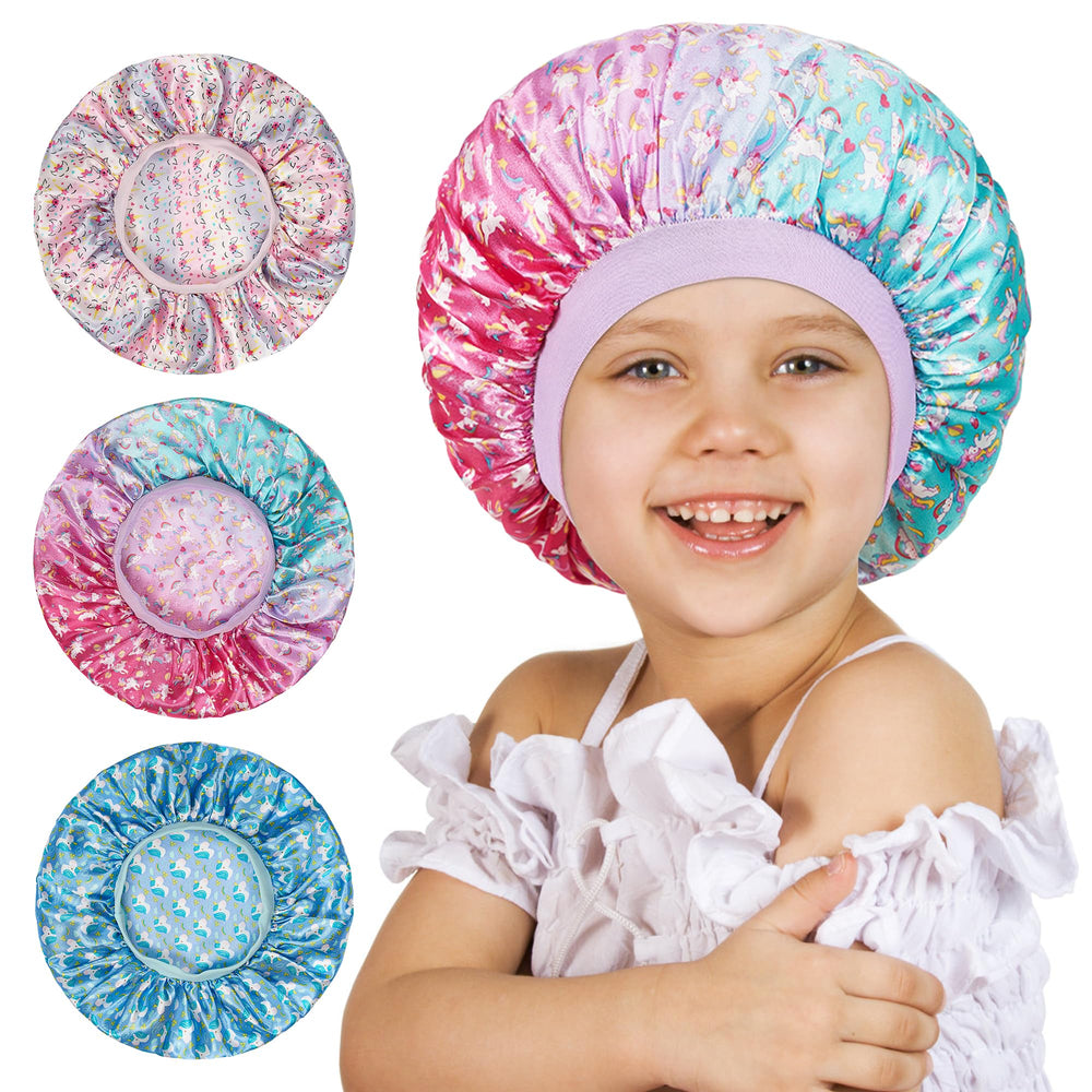 Choshion bonnet enfant satin doux motif, pour dormir cheveux protégés.