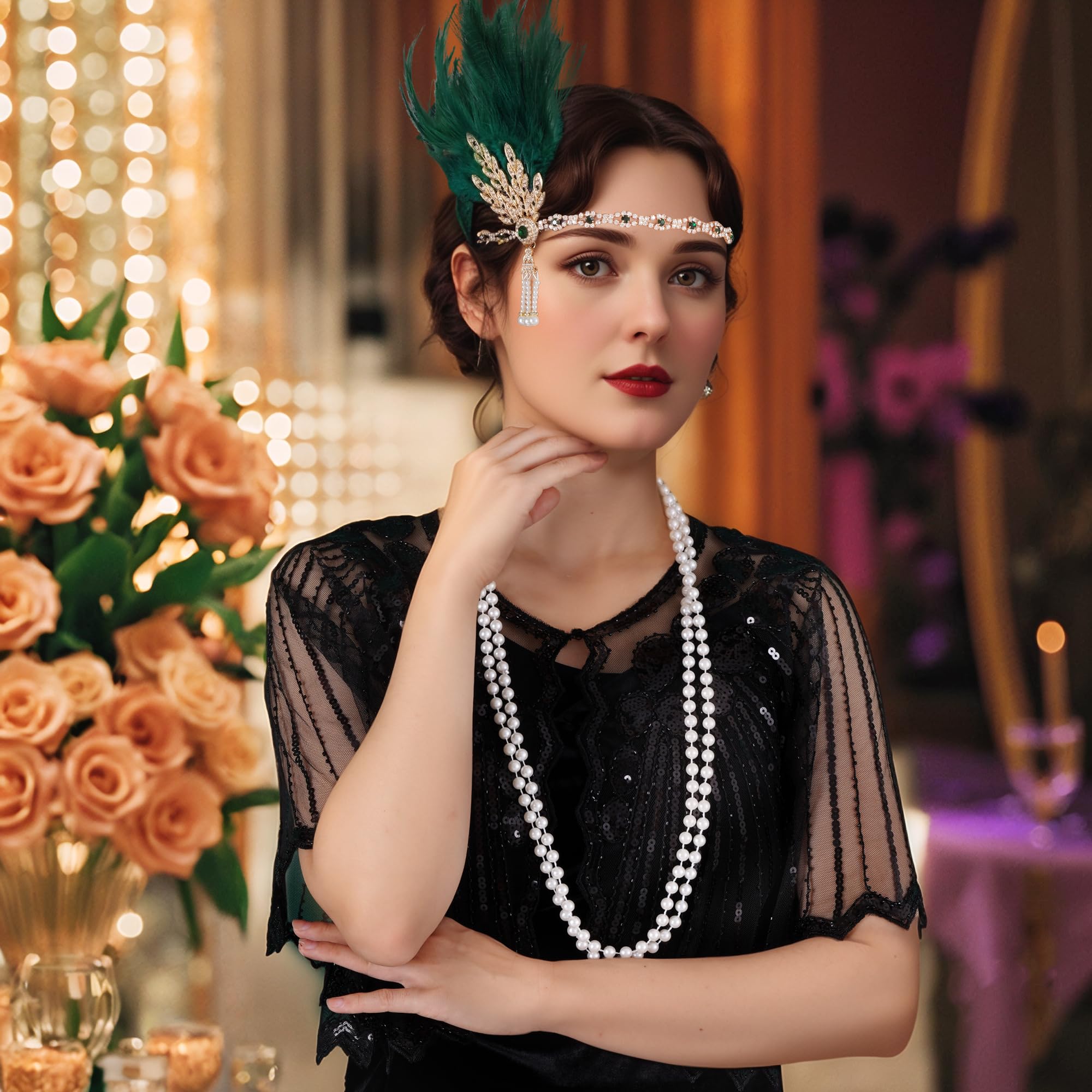 Décoration cheveux plume verte Choyaxo, élégant et facile à porter.