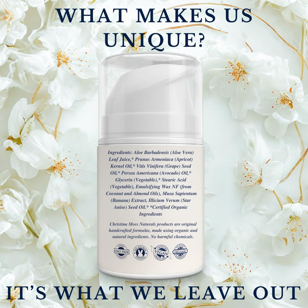 Christina Moss Naturals Original crème texture satinée, application fluide et sensation veloutée sur la peau.