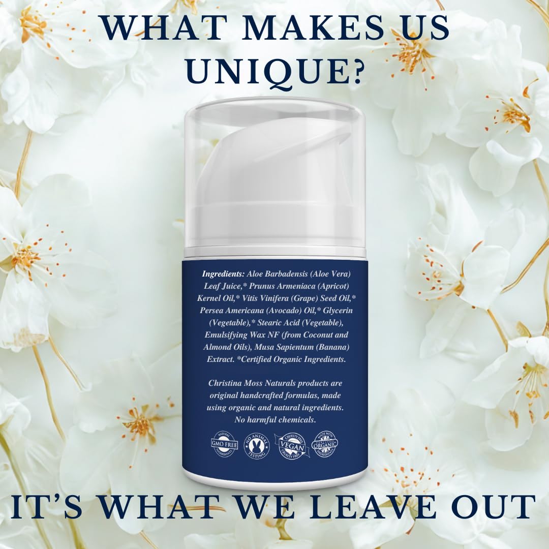 Texture crème légère de Christina Moss Naturals Original Moisturizer prouvant sa facilité d’application