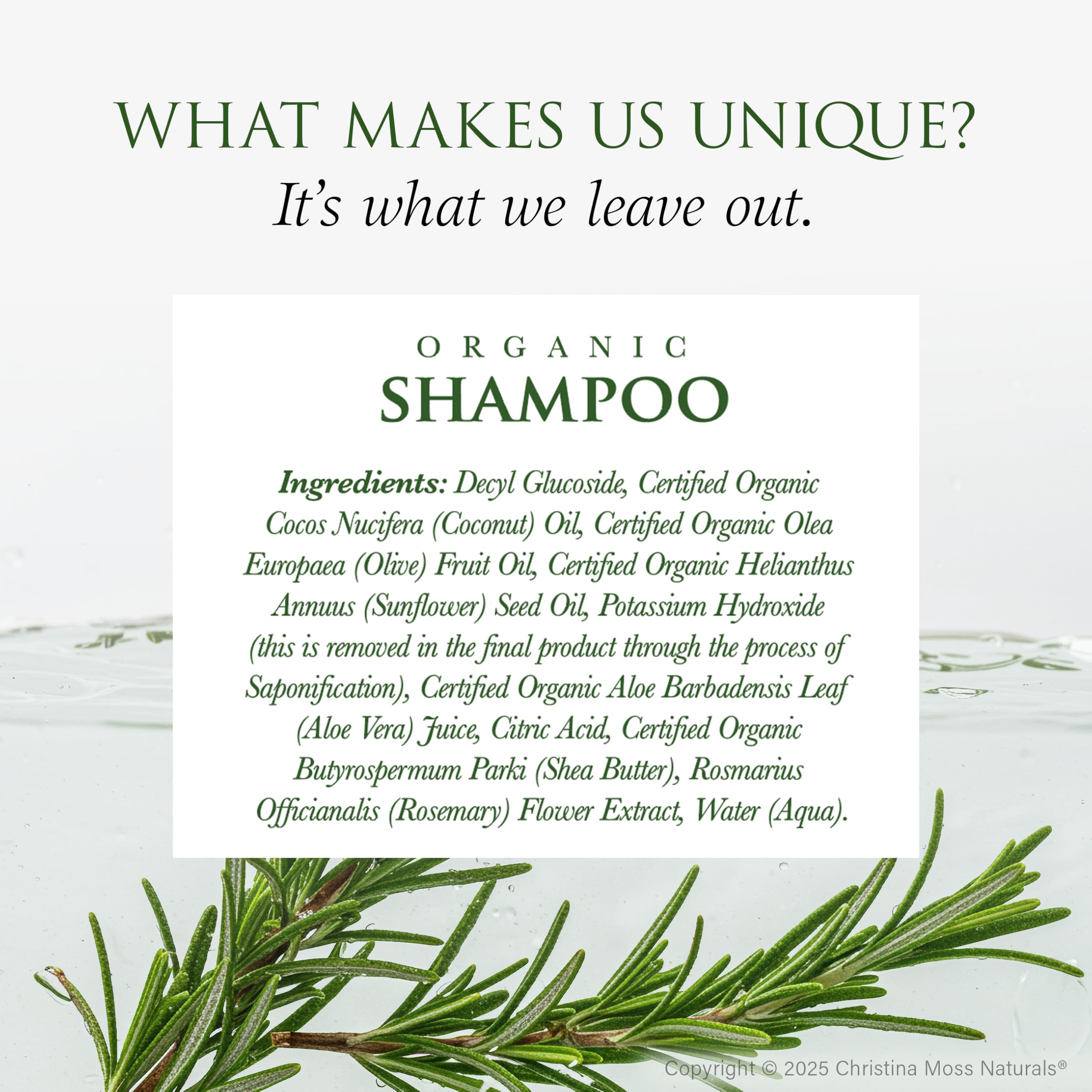 Christina Moss Naturals Shampoing ingrédients biologiques: respecte vos cheveux colorés