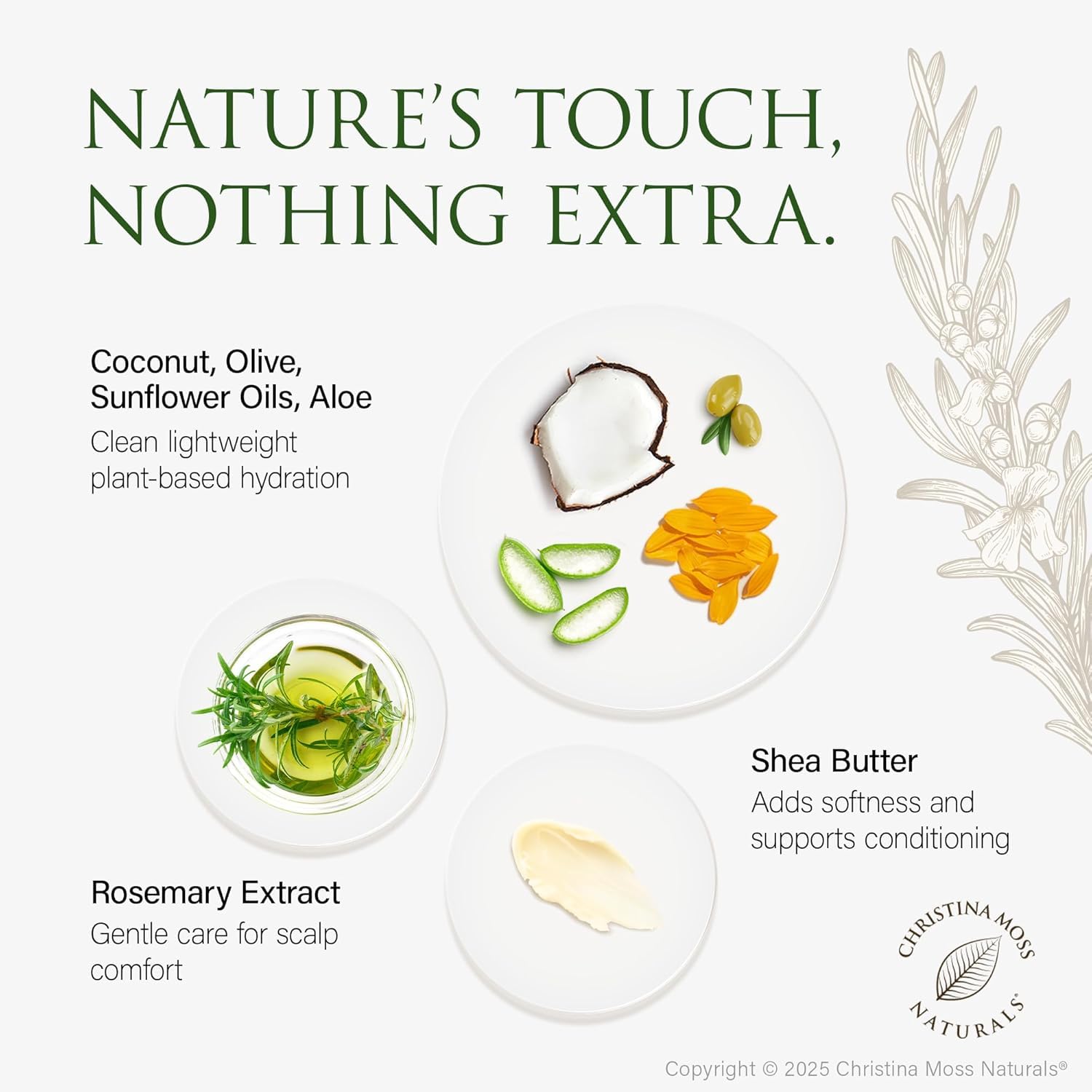 Christina Moss Naturals Shampoing équilibre pH: hydrate et apaise le cuir chevelu