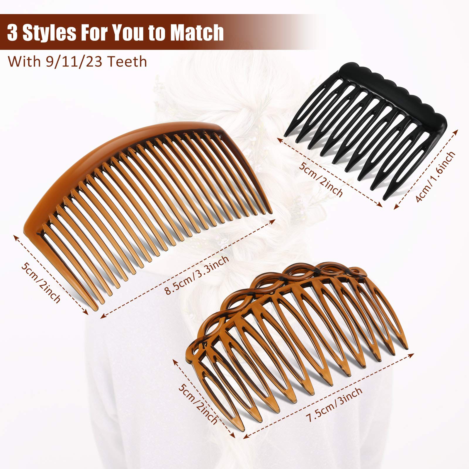 Peigne latéral Chuangdi 11 dents brun clair pour structurer les cheveux sans douleur