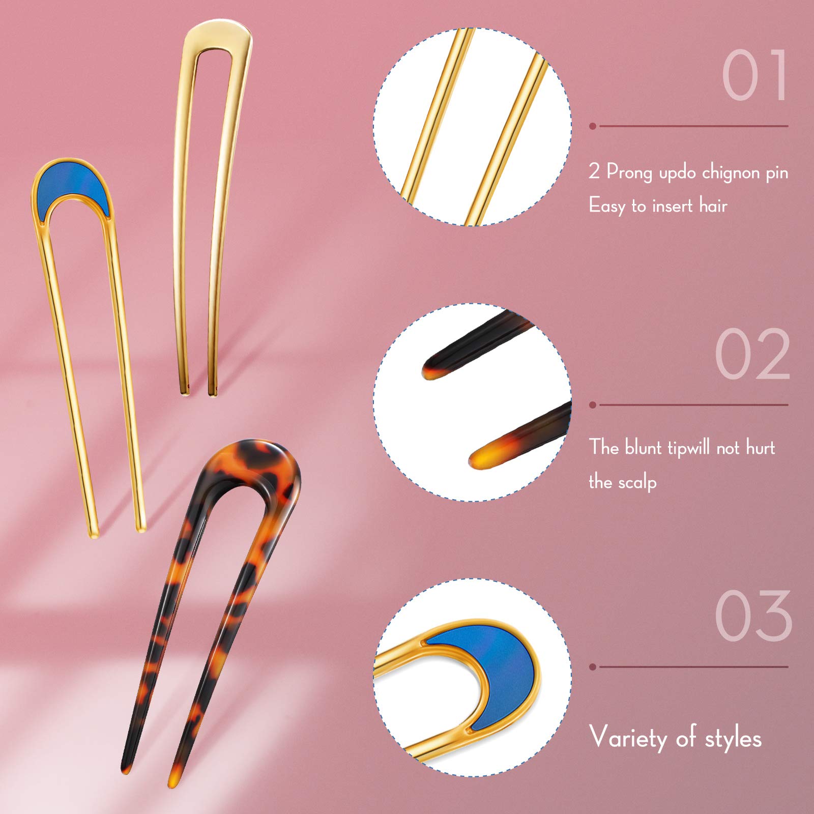 Pinces Chuangdi forme U simple: accessoire chic pour coiffures quotidiennes.