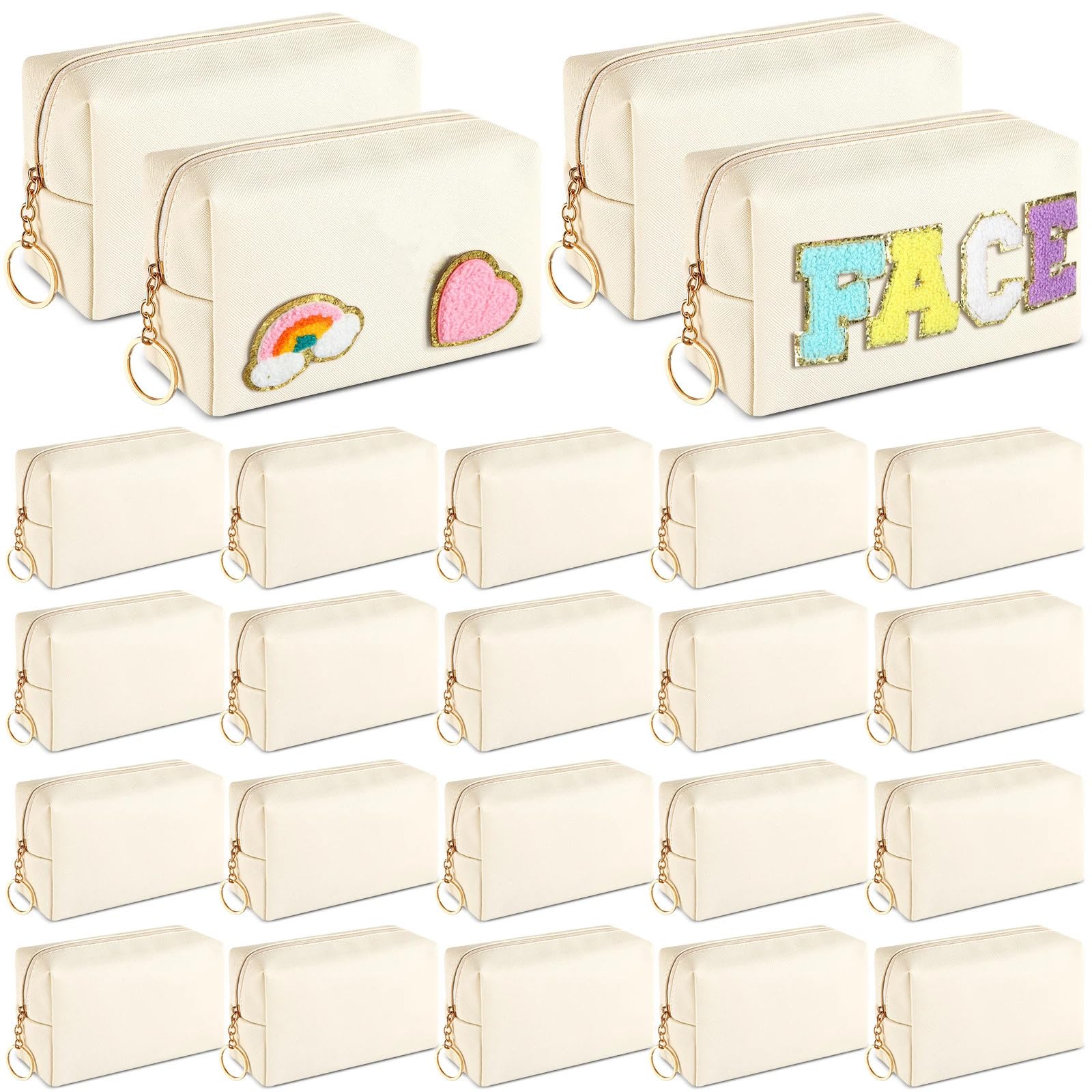 Chunful sac-maquillage beige: ensemble de 24 pièces pratique pour l'organisation du voyage.