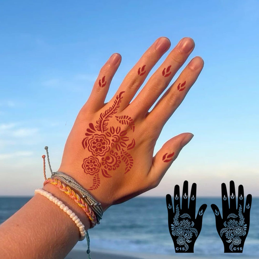 ChurlChurl pochoirs mehndi 24 motifs: options variées sans pigment inclus.