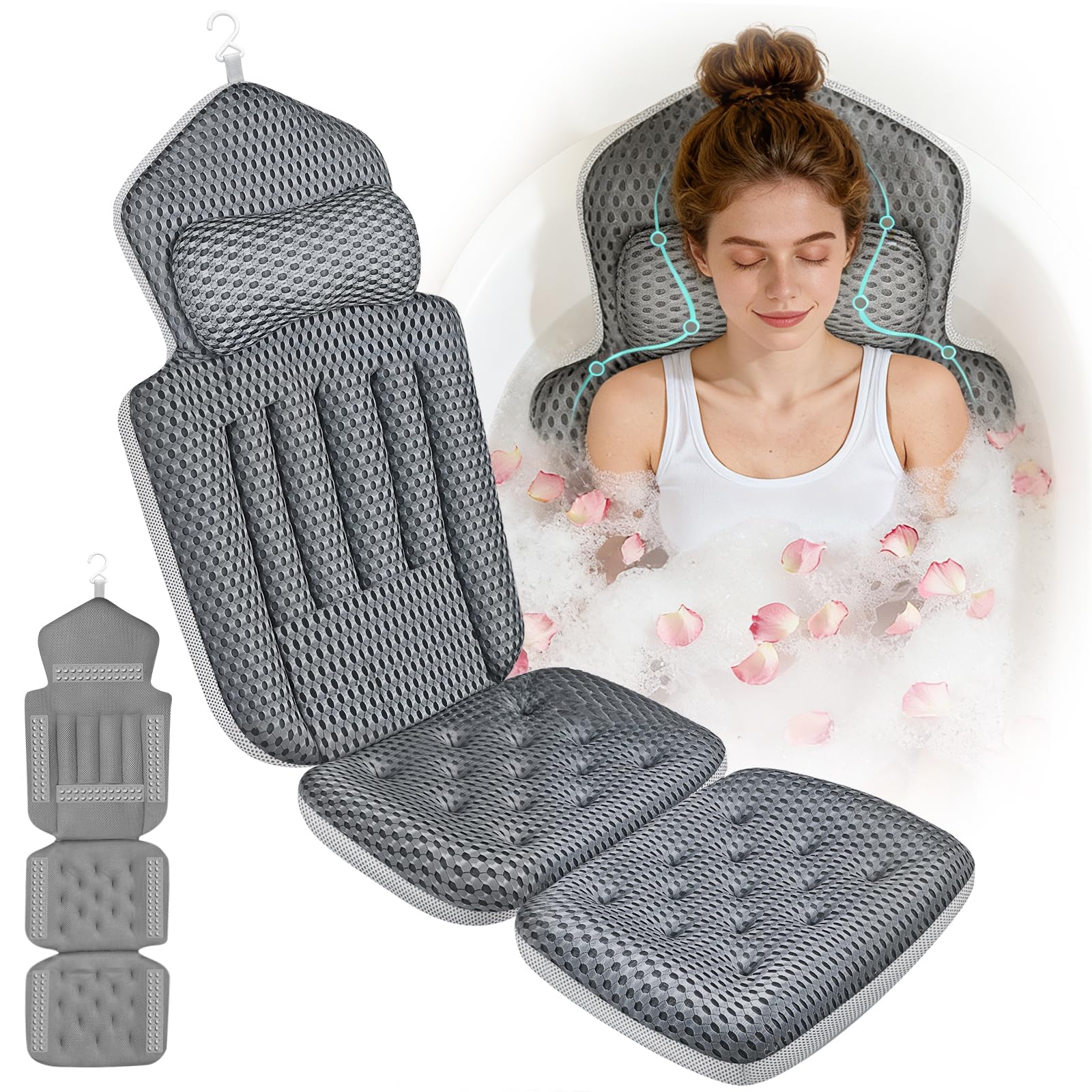 Ciavca oreiller bain corps entier, soutien tête et épaules pour une détente optimale.