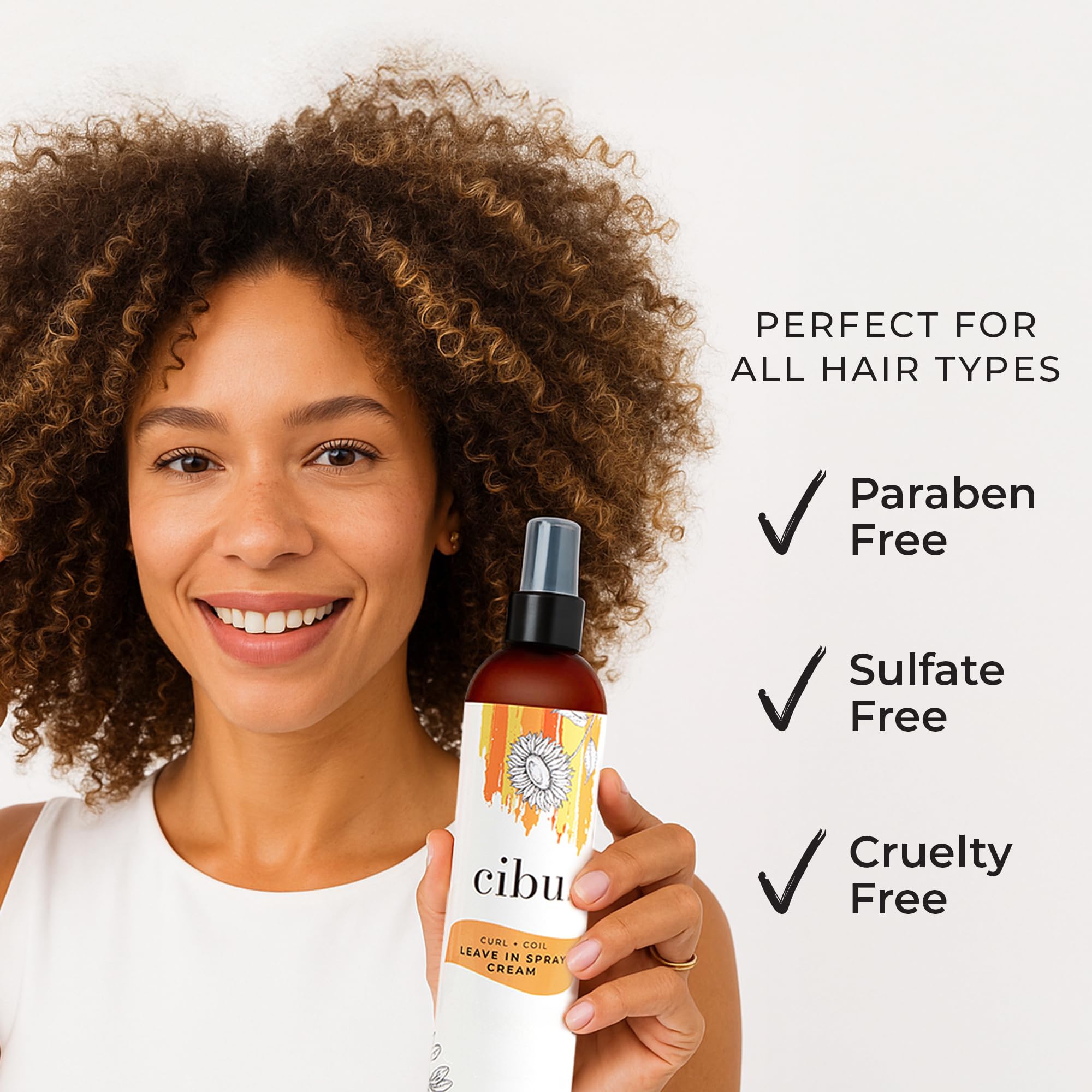 CIBU Huile Aloe-Jojoba-Tournesol, ingrédients botaniques nourrissants pour cheveux.