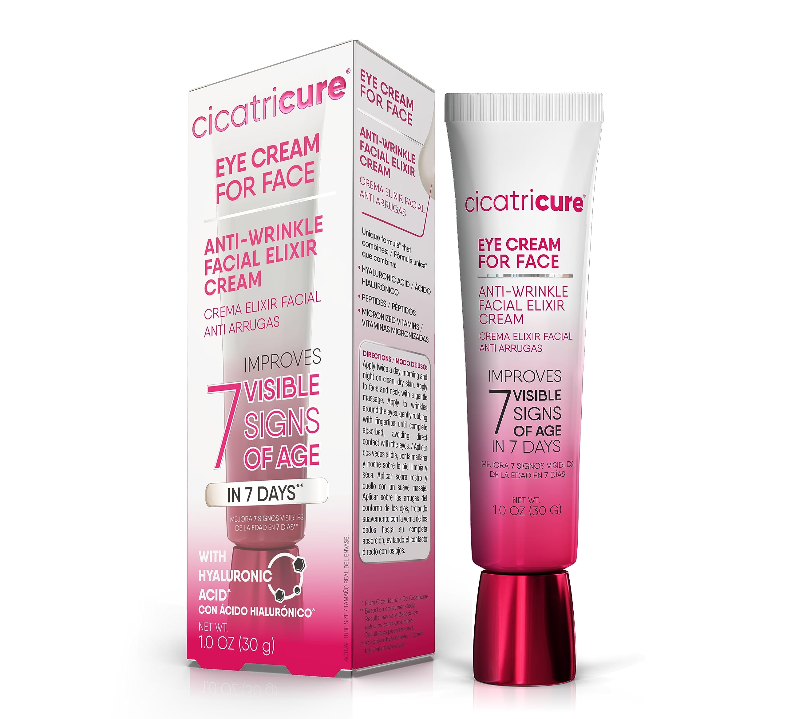 Cicatricure crème yeux visage : flacon compact et hydratation légère.