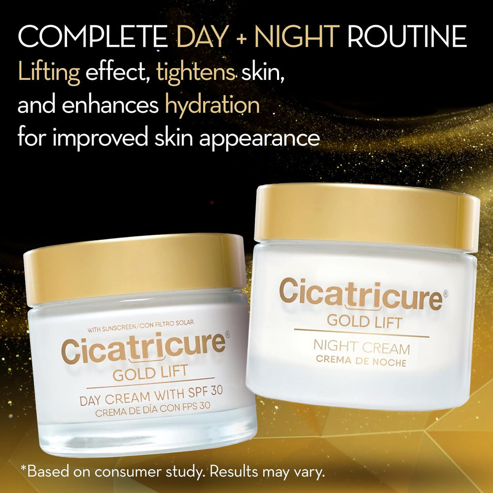 Coffret Cicatricure Gold Lift jour et nuit, routine anti‑âge pratique pour peau mature.