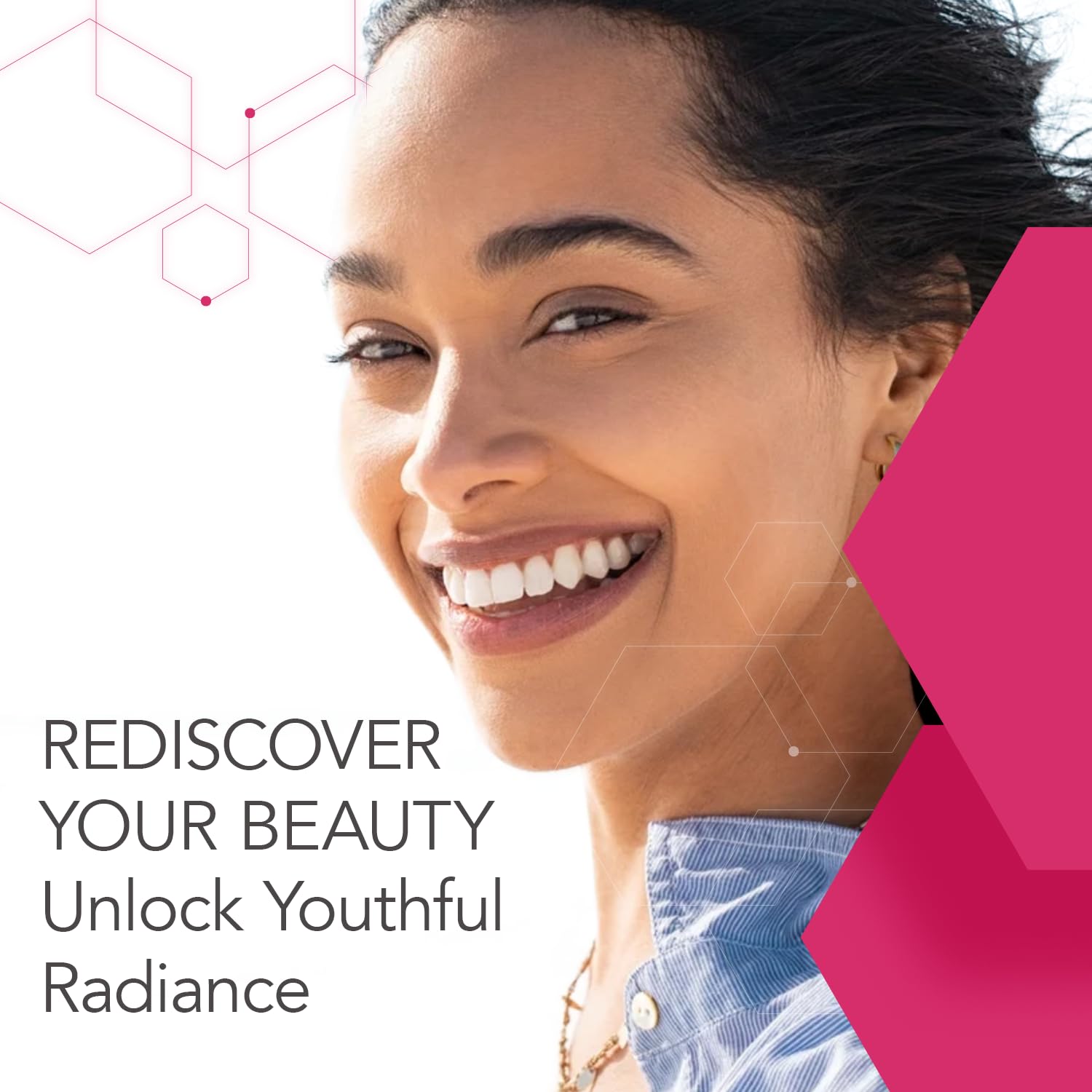 Regard lumineux Cicatricure yeux, peau visiblement tonifiée et rafraîchie.