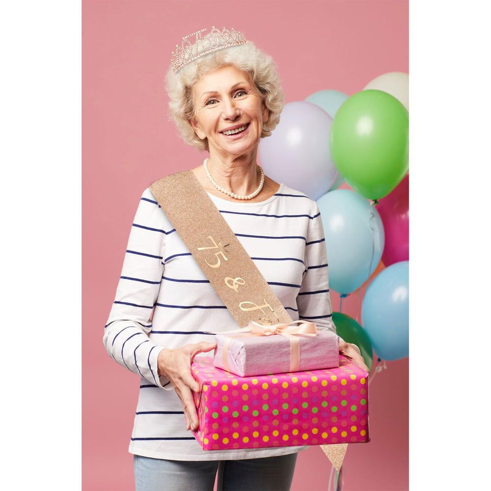 CIEHER bandeau 75e anniversaire, tissu scintillant pour tenue festive.