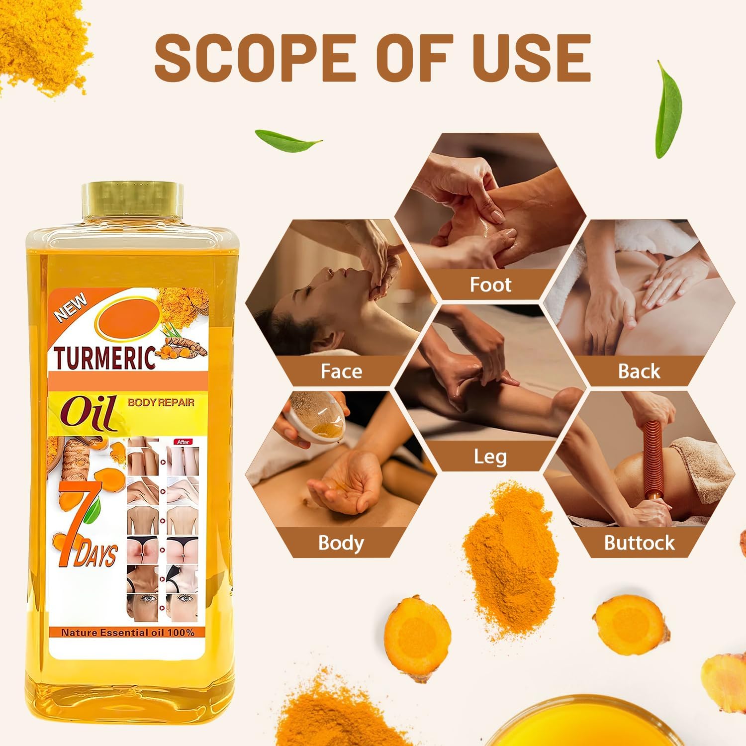 Hydratation longue durée cijikos curcuma huile pour tout le corps