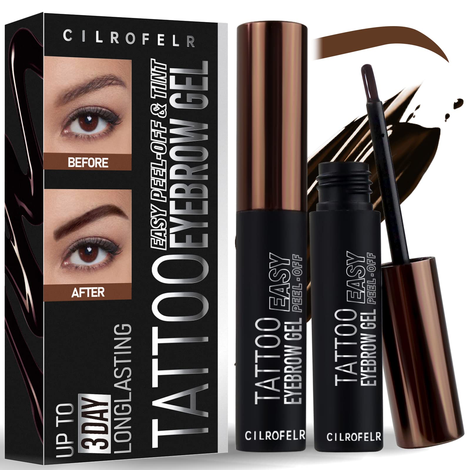 Gel tatouage Cilrofelr pour sourcils, tenue longue durée et sans transfert.